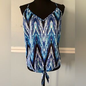 Bebé Blue and Black Patterned Camisole